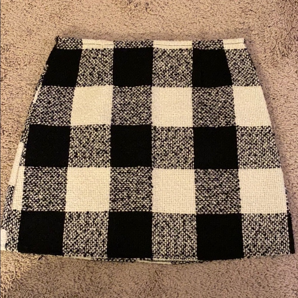 Buffalo check tweed mini skirt